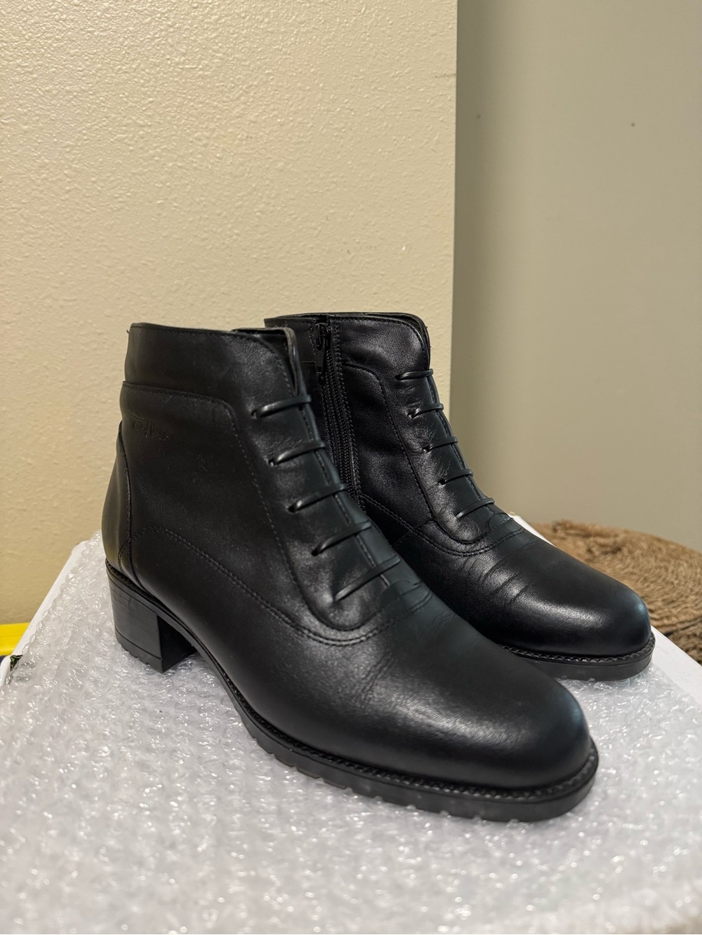 Women's Black Genuine Leather Ankle Boots